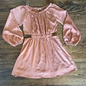 Pink Lily Satin Rose Gold Cutout Dress